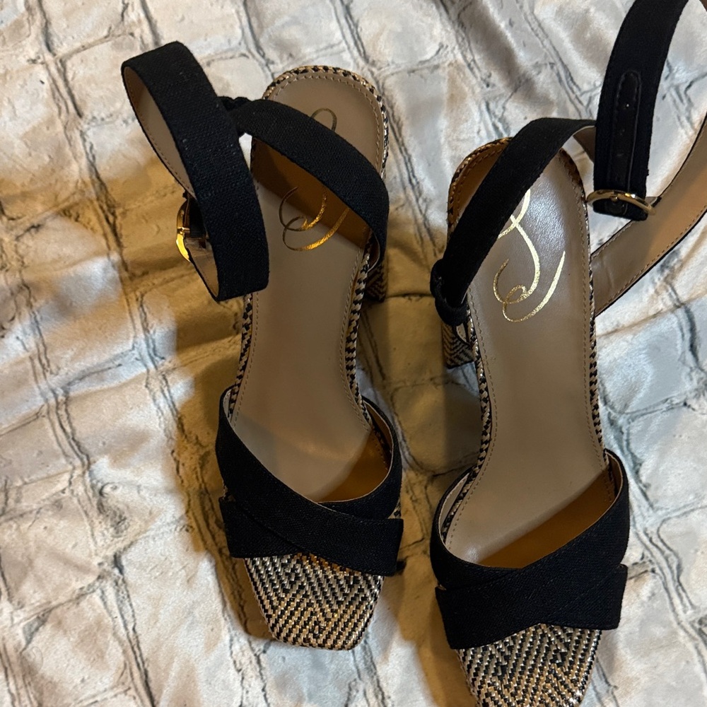 Sam Edelman Black and Tan Sandals